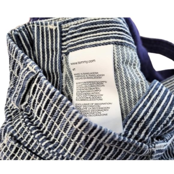 TOMMY HILFIGER Striped Denim Jean Overall Dress - Toddler Girl's 4 T - Picture 6 of 8